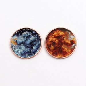 Moneta Commemorativa in Rame da 1oz con Creatura Mitologica Fantastica, Guerriero di Fuoco e Ghiaccio - Product Image 1