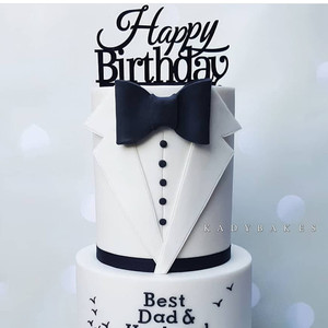 Décoration de gâteau en acrylique « Joyeux Anniversaire » avec motif miel et douceur, noir et or, pour fêtes et événements - Product Image 1