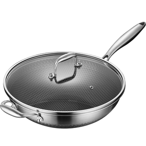 Triply Stainless Steel Frying <b>Pan</b> Saute <b>Pan</b> Non-Stick Coating Gas <b>Induction</b> Cooking 3 Layers Stainless Steel Wok <b>Pan</b> - Product Image 1