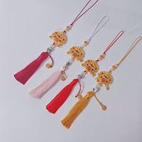 Pendentif de sac en polyester style chinois, ornement à pompon et breloque de paix, pour voiture, en émail cloisonné, tendance nationale, nouveau style