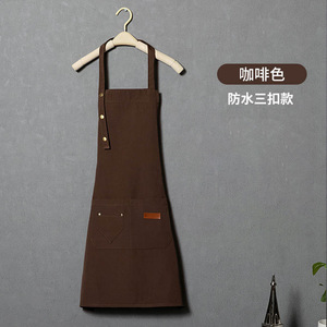 Delantal de lona ajustable impermeable de tres botones, talla única, unisex, para tiendas de mariscos, postres, frutas y pasteles - Product Image 1