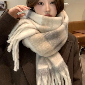 新しいファッション韓国スタイルチェック柄スカーフ女性用冬秋と冬の暖かい伝統的なスカーフ & ショール - Product Image 3