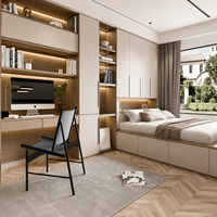 Lit sur mesure avec table relevable intégrée, armoire de rangement, bureau, lit plateforme multifonctionnel pour chambre et bureau