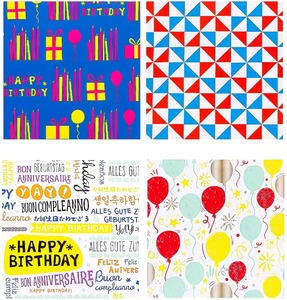 Eco-Friendly Birthday Wrapping Paper Roll 76CM Double-Sided Coated Art Paper for <b>Flower</b> Bouquets <b>Balloons</b> Multilingual Gift - Product Image 3