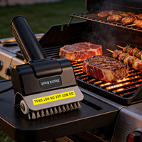 Brosse de nettoyage électrique pour barbecue avec manche en plastique, rechargeable, en acier inoxydable, pour barbecue extérieur - Stock usine