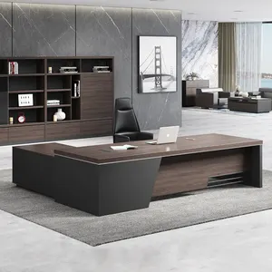 Modern Manangment Executive Office Desk wood Walnut Workstation Office furniture L Shape ceo manager table