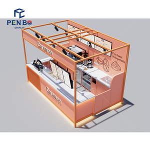 Penbo Custom Coffee Kiosk Design Modern Shopping Mall MDF Contrachapado Cafe Bubble Tea Counter - Product Image 4
