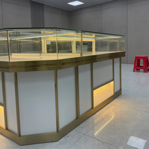 Runse thép không gỉ dẫn truy cập đồ trang sức Showcase hiển thị tủ kim loại kính đồng hồ đứng cửa hàng đồ trang sức hiển thị tủ - Product Image 3