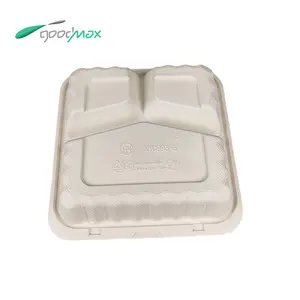 3-Fächrige Einweg-Lebensmittelvorbereitungsbehälter Mikrowellenboxen für Mittagessen Schnellimbiss Pp-Clamshell-Lebensmittelverpackungen zum Mitnehmen