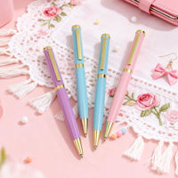 Stylo à bille en métal esthétique avec logo personnalisé, finition dorée, rechargeable, fournitures scolaires et de bureau