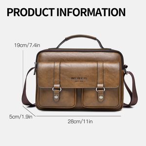 WEIXIER Custom Logo High Quality Men's Fashionable Business Office PU <strong>Leather</strong> <strong>Briefcase</strong> Messenger Laptop Crossbody Shoulder Bag - Product Image 2