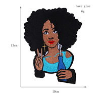 Patch de broderie de fille noire à la mode Applique de broderie pure Patch thermocollant pour jeans et chemises pour artisanat