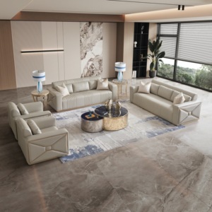Divano moderno in pelle Beige con cuscini decorativi e mobili da soggiorno di lusso in acciaio inossidabile per la <span class=keywords><strong>casa</strong></span> e l'hotel - Product Image 6
