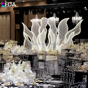 LEDA Modern Elegant Custom <b>Wedding</b> Stage Glowing Wave Backdrop Metal <b>Frame</b> Mesh Yarn Light Strip Backdrop Stand for <b>Wedding</b> - Product Image 2