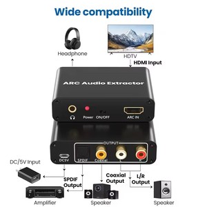 Extracteur audio <span class=keywords><strong>ARC</strong></span> 192KHz compatible HDMI, convertisseur <span class=keywords><strong>ARC</strong></span> vers optique, coaxial, <span class=keywords><strong>RCA</strong></span>, prise jack 3,5 mm pour haut-parleur HDTV, barre de son, casque - Product Image 2
