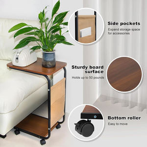Neues Modell Moderner Luxuriöser <span class=keywords><strong>C</strong></span>-förmiger Holz-Beistelltisch mit Aufbewahrungstasche und Rollrädern für Wohnzimmermöbel - Product Image 5