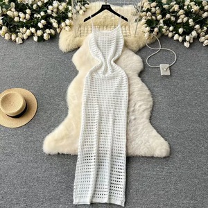 TPY0 Nuevo Estilo Vestido Camisero de Malla Calada con Capas y Combinado con un Vestido Largo Ajustado para Mujer - Ideal para Verano - Product Image 4