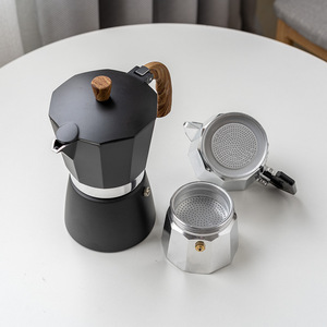 Venta al por mayor negro moderno italiano aluminio 3 tazas 6/9 tazas <span class=keywords><strong>Moka</strong></span> Pot cafetera estufa-Top Mokapot - Product Image 4