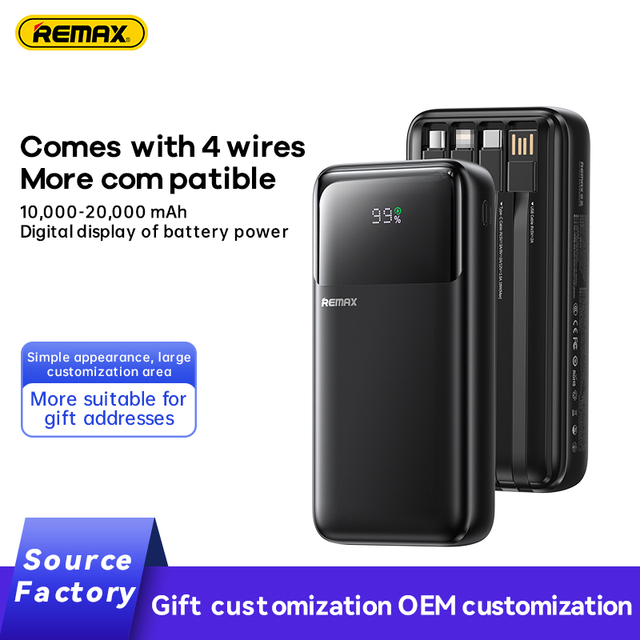 Remax Power Bank FCP-2 20000Mah With Cable Cheap Portable Charger Power Bank for Phone