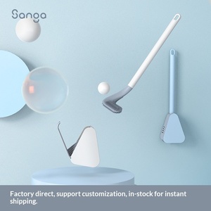 Nuevo cepillo de inodoro de goma suave con mango largo, sin ángulos muertos, con base de cinturón de agua a prueba de fugas de apertura y cierre automático - Product Image 2