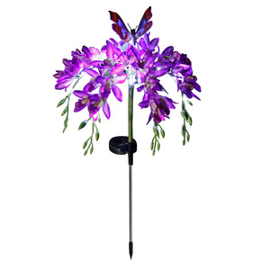 Solar Garden <b>Light</b> Led Butterfly Purple Wisteria <b>Flower</b> Waterproof Outdoor Lawn <b>Light</b> Free Standing Mono Si Solar Cell - Product Image 2