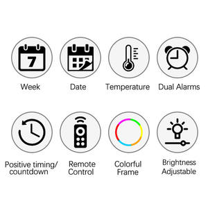 Orologio da Parete Digitale LED di Alta Qualità con Ampio Schermo, Luce Ambientale, Temperatura e Data - Product Image 2