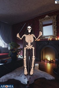 AROMA Scheletro Animato Sospeso da 63 Pollici con Risata e Braccia Mobili per Creare un'Atmosfera Spettrale di Halloween - Product Image 2