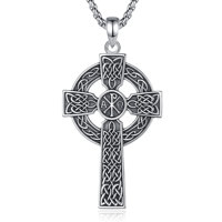 Collier Croix Chi Rho Changda en Argent Sterling 925 Symbole Alpha PX XP Bijou Religieux Chrétien Pendentif Jésus