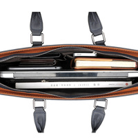 Serviette Bandoulière Professionnelle en Cuir PU de Haute Qualité, Grande Capacité, Horizontale pour Hommes, Sac Ordinateur Portable à Une Épaule