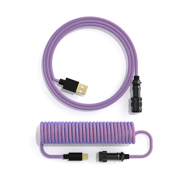 Usb to Type c Braided Coiled Coil Wrapping Gaming Mechanical Keyboard Cable Aviation aviator pilot Cable for Keyboards