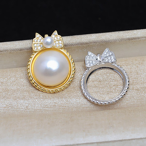 Componente de joyería semiterminado de plata S925, colgante de lazo de 16mm con perla de mármol, engaste de bisel bonito, bandeja vacía para dije DIY 5291 - Product Image 5