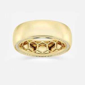 Anillo de Eternidad de Oro Blanco de 14K con Diamante Cultivado en Laboratorio de 1 Quilate, Corte Redondo, Borde Biselado de 7mm, Acabado Satinado, Anillo de 4mm - Product Image 5