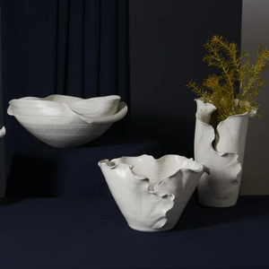 Ensemble de vases en céramique blanche de luxe, décoration moderne pour la maison avec glaçure mate pour fleurs artificielles et vase en porcelaine - Product Image 1