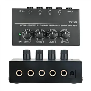 Demao HA400 4 Channel Stereo Headphone Amplifier With Adjustable Volume Power Socket For family Karaoke