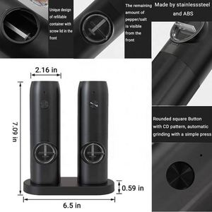 One Hand Operation Adjustable Coarseness Electric Rechargeable Salt and <b>Pepper</b> <b>Grinder</b> Mill Set with LED Light - Product Image 4