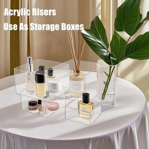 Cliselda 6-Piece Clear Acrylic <strong>Display</strong> Boxes-Nesting Risers With Hollow Bottoms For <strong>Food</strong> Items (Cupcake Candy &amp; Dessert) - Product Image 3