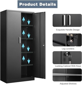 Uchance đen kim loại tủ tập tin với có thể khóa cửa & có thể điều chỉnh Kệ thép tổ chức cho nhà để xe, văn phòng hoặc nộp hồ sơ sử dụng - Product Image 3