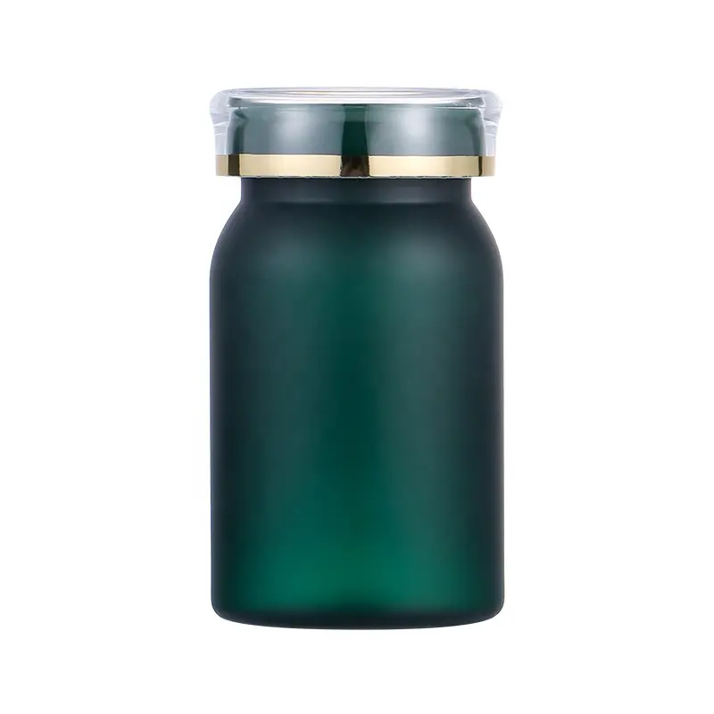 Flacone di pillole di plastica personalizzato flaconi di tenuta vuoti semitrasparenti verde scuro flacone di pillola di medicina in polvere solida reagente contenitore