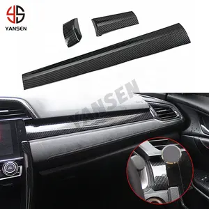 Accessori per interni auto adesivo per rivestimento cruscotto centrale in fibra di carbonio per honda civic 10a generazione