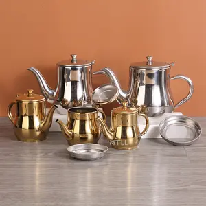 Cafetera turca de acero inoxidable de lujo, tetera árabe, té de flores de Metal, buena calidad, nuevo diseño, tetera de aceite, tetera portátil