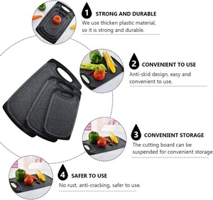 Lusso senza BPA 3 pezzi di marmo nero in granito colore plastica tagliere facile impugnatura per cucina frutta e verdura - Product Image 4