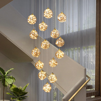 Lampe d'escalier étoile long lustre rotatif duplex moderne simple lumière luxe villa appartement salon lustre