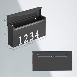 Buzón montado en la pared para casa, buzón colgante de metal para exterior, acero galvanizado a prueba de herrumbre, negro - Product Image 4