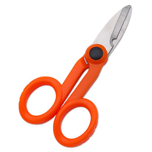 Lu Ban's Work Electrician Shears Stainless Steel Partially Serrated Red Industrial Multi-purpose Scissors - Product Image 3