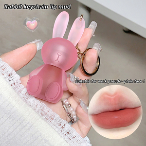 Dễ Thương Thỏ Thiết Kế Nhung Môi Lâu Dài Giữ Ẩm Không Dính Cup 2 Trong 1 Móc Chìa Khóa Dễ Thương Son Bóng - Product Image 2