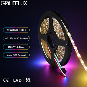 Built-in IC LED Strip WS2812B 5V 60Pixels/m 6mm PCB with Programmable Individual <b>RGB</b> Pixel <b>Control</b> for Logo Signs - Product Image 1
