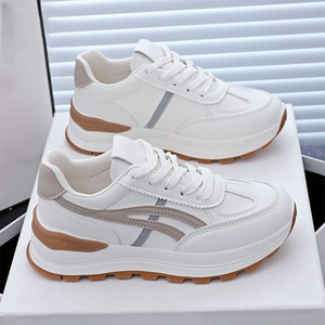 Xuanhui Nouveau Design Baskets Décontractées Blanches Style Coréen pour Femme, Chaussures de Marche à <span class=keywords><strong>Plateforme</strong></span> avec Rayures Orange, Semelle Épaisse de 4 cm - Product Image 4
