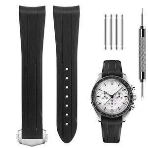Correa de reloj FKM de 20 mm para Omega Speedmaster, para Omega <span class=keywords><strong>Swatch</strong></span> Moonswatch, correa para <span class=keywords><strong>hombre</strong></span> con correas de muñeca de goma suave de lujo, impermeables - Product Image 2