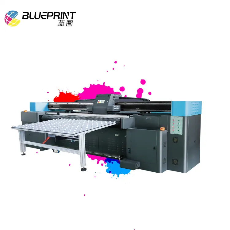Blueprint 2.5m 3.2m UV Digital Hybrid Flatbed Panel Wooden Board Wall Glass Flat Bed UV Printer