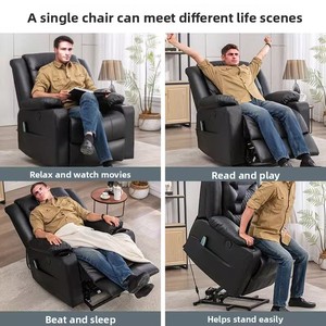 Chaise de canapé simple en cuir véritable avec fonction électrique et couche supérieure moderne en cuir de vachette pour petit appartement inclinable pour cinéma maison - Product Image 3